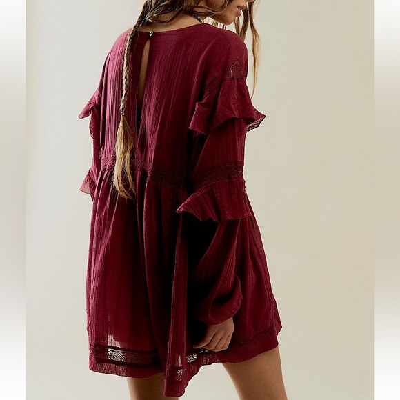 NWT Free People Seashell Skort Romper size XS in Beet Red - Picture 2 of 3